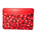Red Pomegranate Card Holder with embossed pomegranate-seed texture
