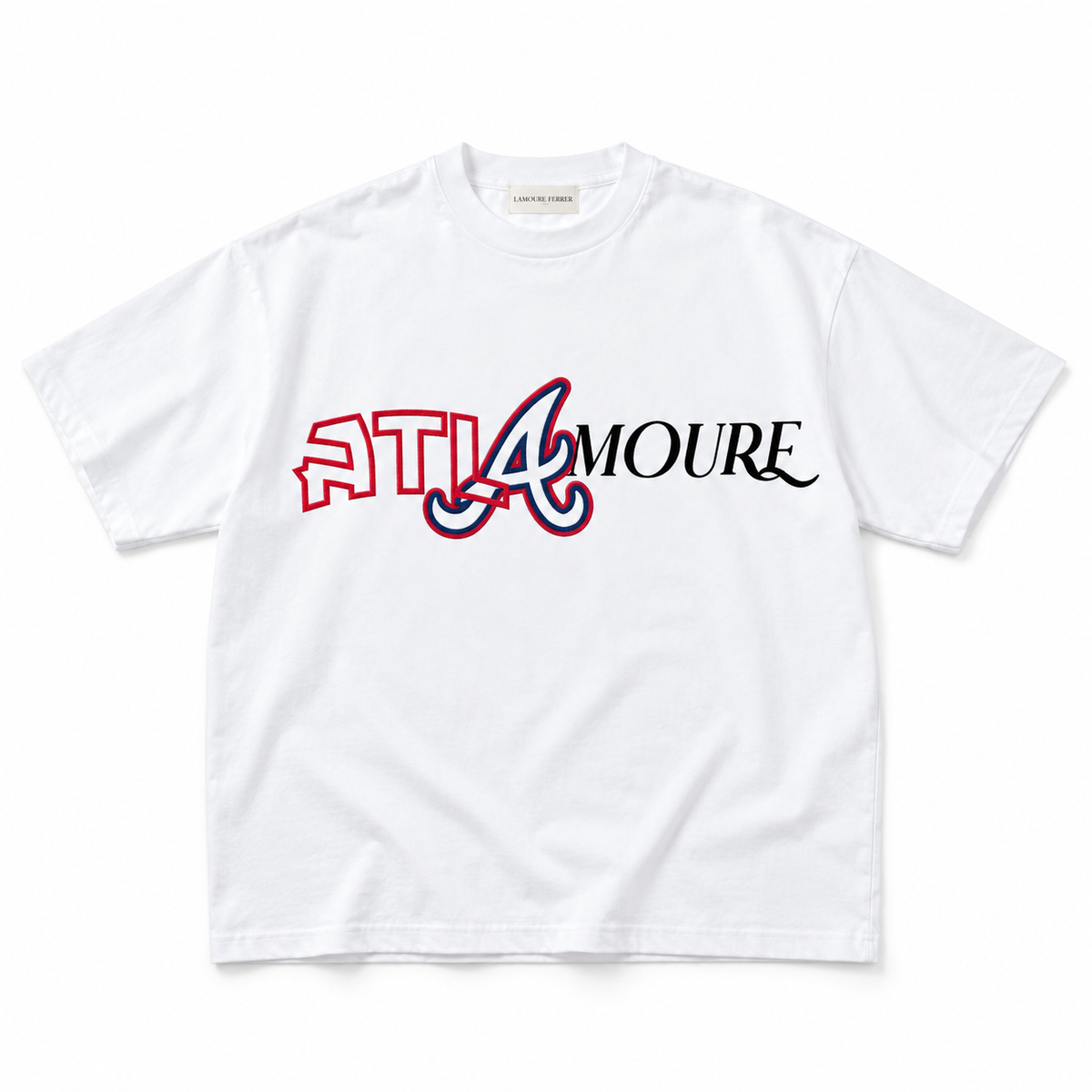 ATL Amoure T-Shirt — White flat lay on white
